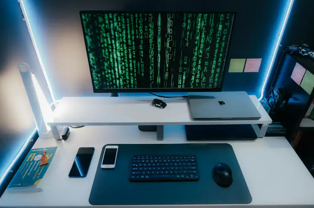 A clean, organized desk representing a productive virtual assistant environment